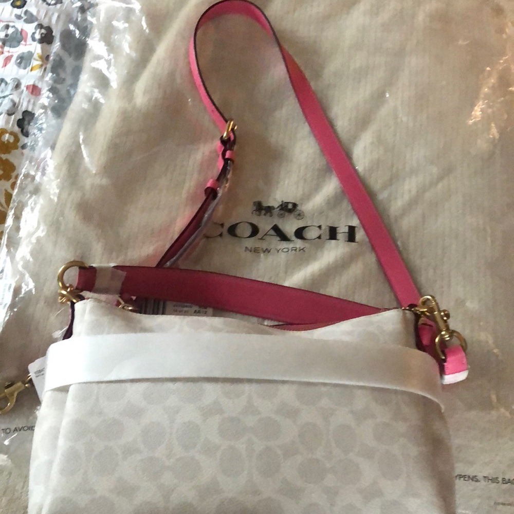 Coach Crossbody Bag in White and Pink